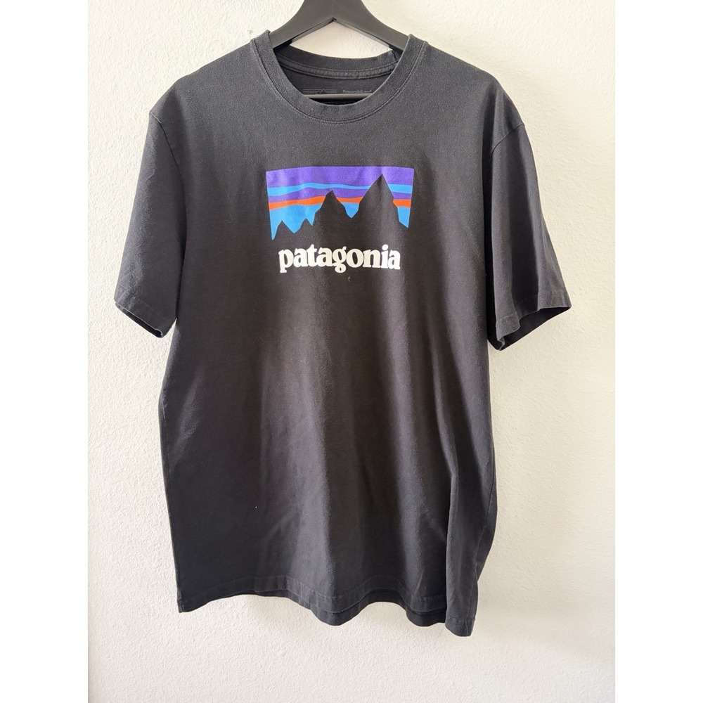 Patagonia T-Shirt Men's Large Black Responsibili-Tee Graphic Logo Short Sleeve
